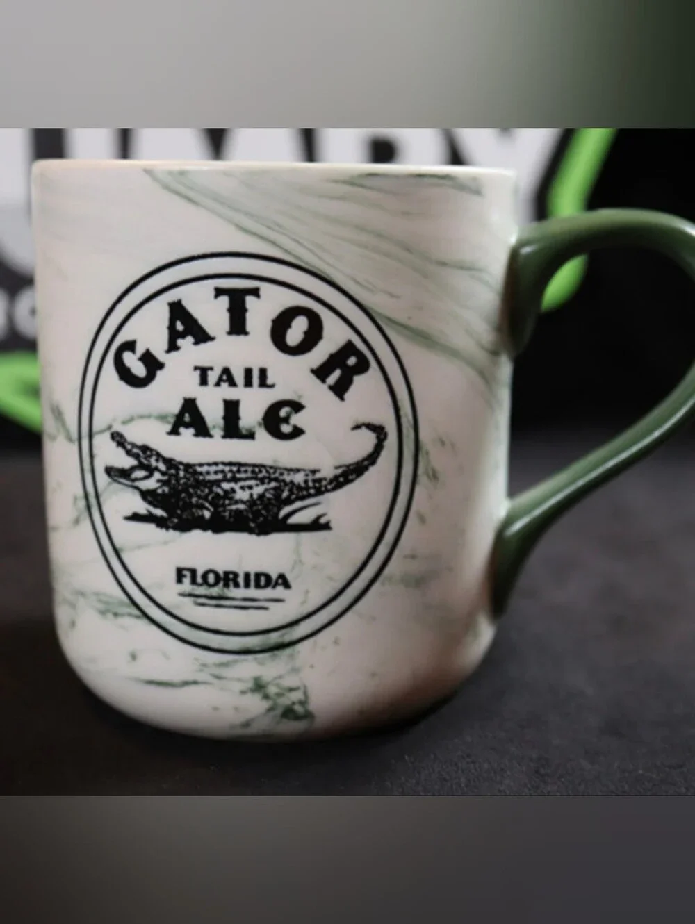 Gator Tail Ale Ceramic Swirled Marble Colored Green Coffee Tea Mug